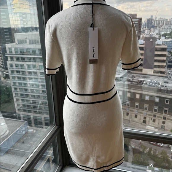 🆕 KARL LAGERFELD 🧿 NWT Classic Knit Dress with Embroidered Monogram, White, M - Picture 14 of 16